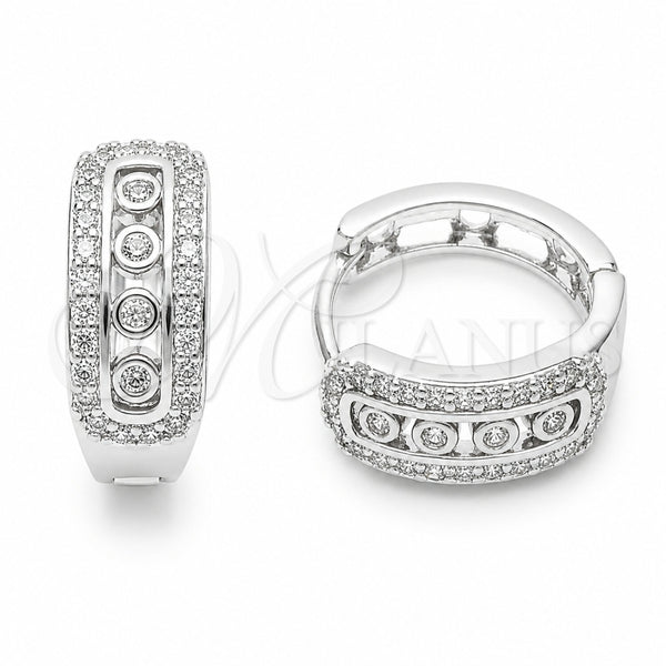 Rhodium Gold Filled Small Hoop, Cluster Design, with White Cubic Zirconia, Polished, Rhodium Finish, 02.170.0612.16