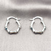 Rhodium Gold Filled Medium Hoop, Bamboo Design, Diamond Cutting Finish, Rhodium Finish, 02.170.0554.1.20