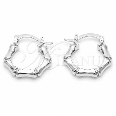Rhodium Gold Filled Medium Hoop, Bamboo Design, Diamond Cutting Finish, Rhodium Finish, 02.170.0554.1.20