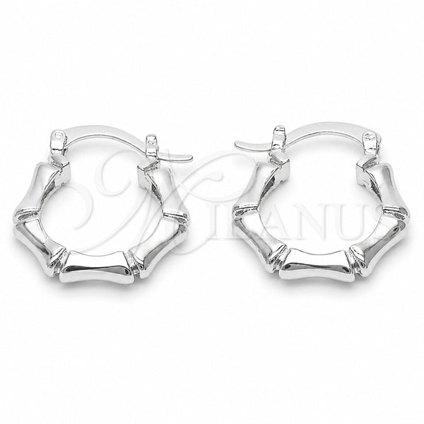 Rhodium Gold Filled Medium Hoop, Bamboo Design, Diamond Cutting Finish, Rhodium Finish, 02.170.0554.1.20