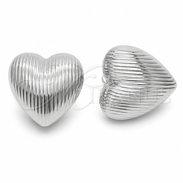 Rhodium Gold Filled Leverback Earring, Heart Design, Polished, Rhodium Finish, 02.170.0613