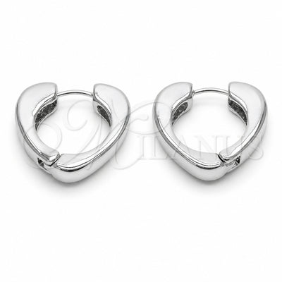 Rhodium Gold Filled Small Hoop, Heart Design, Polished, Rhodium Finish, 02.170.0615.25