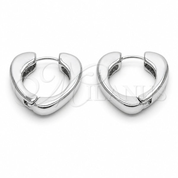 Rhodium Gold Filled Small Hoop, Heart Design, Polished, Rhodium Finish, 02.170.0615.25