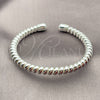 Rhodium Gold Filled Individual Bangle, Twist and Spiral Design, Polished, Silver Finish, 07.170.0023.1 (06 MM Thickness, One size fits all)