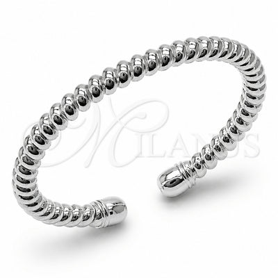Rhodium Gold Filled Individual Bangle, Twist and Spiral Design, Polished, Silver Finish, 07.170.0023.1 (06 MM Thickness, One size fits all)