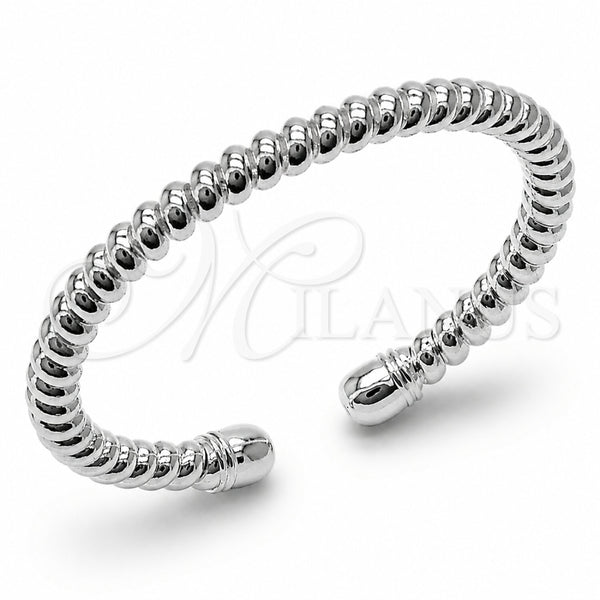 Rhodium Gold Filled Individual Bangle, Twist and Spiral Design, Polished, Silver Finish, 07.170.0023.1 (06 MM Thickness, One size fits all)