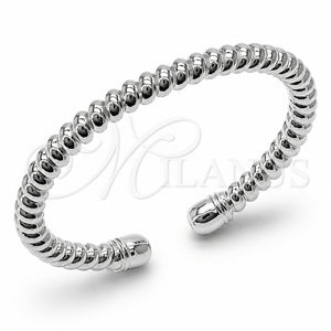 Rhodium Gold Filled Individual Bangle, Twist and Spiral Design, Polished, Silver Finish, 07.170.0023.1 (06 MM Thickness, One size fits all)