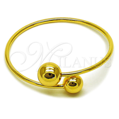 Oro Laminado Individual Bangle, Gold Filled Style Ball Design, Polished, Golden Finish, 07.170.0083 (Thickness, One size fits all)