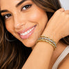 Oro Laminado Trio Bangle, Gold Filled Style Spiral and Twist Design, Polished, Tricolor, 07.170.0085 (Thickness, One size fits all)