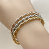 Oro Laminado Trio Bangle, Gold Filled Style Spiral and Twist Design, Polished, Tricolor, 07.170.0085 (Thickness, One size fits all)