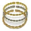 Oro Laminado Trio Bangle, Gold Filled Style Spiral and Twist Design, Polished, Tricolor, 07.170.0085 (Thickness, One size fits all)