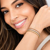 Oro Laminado Trio Bangle, Gold Filled Style Ball Design, Diamond Cutting Finish, Tricolor, 07.170.0086 (Thickness, One size fits all)