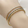 Oro Laminado Trio Bangle, Gold Filled Style Ball Design, Diamond Cutting Finish, Tricolor, 07.170.0086 (Thickness, One size fits all)