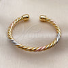 Oro Laminado Individual Bangle, Gold Filled Style Twist Design, Polished, Tricolor, 07.170.0087 (Thickness, One size fits all)