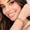 Oro Laminado Individual Bangle, Gold Filled Style Twist Design, Polished, Tricolor, 07.170.0088 (09 MM Thickness, One size fits all)