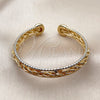 Oro Laminado Individual Bangle, Gold Filled Style Twist Design, Polished, Tricolor, 07.170.0088 (09 MM Thickness, One size fits all)