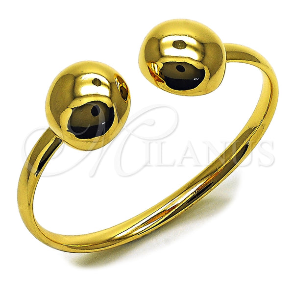 Oro Laminado Individual Bangle, Gold Filled Style Ball Design, Polished, Golden Finish, 07.170.0089 (06 MM Thickness, One size fits all)