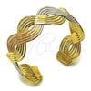 Oro Laminado Individual Bangle, Gold Filled Style Twist Design, Polished, Tricolor, 07.170.0090 (21 MM Thickness, One size fits all)