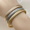 Oro Laminado Trio Bangle, Gold Filled Style Twist Design, Polished, Tricolor, 07.170.0093 (Thickness, One size fits all)