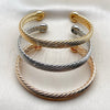 Oro Laminado Trio Bangle, Gold Filled Style Twist Design, Polished, Tricolor, 07.170.0093 (Thickness, One size fits all)