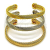 Oro Laminado Trio Bangle, Gold Filled Style Twist Design, Polished, Tricolor, 07.170.0093 (Thickness, One size fits all)