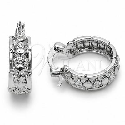 Rhodium Gold Filled Small Hoop, Flower Design, Polished, Rhodium Finish, 02.170.0618.20