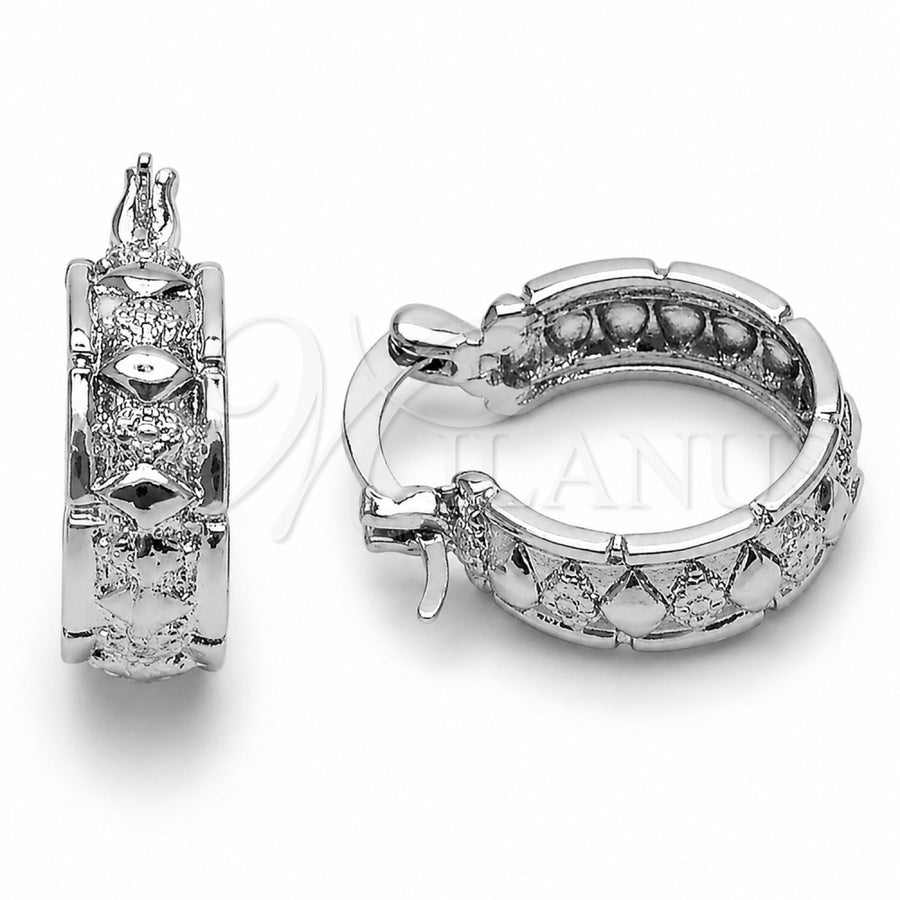White Gold Filled Small Hoop, Flower Design, Polished, Rhodium Finish, 02.170.0618.20