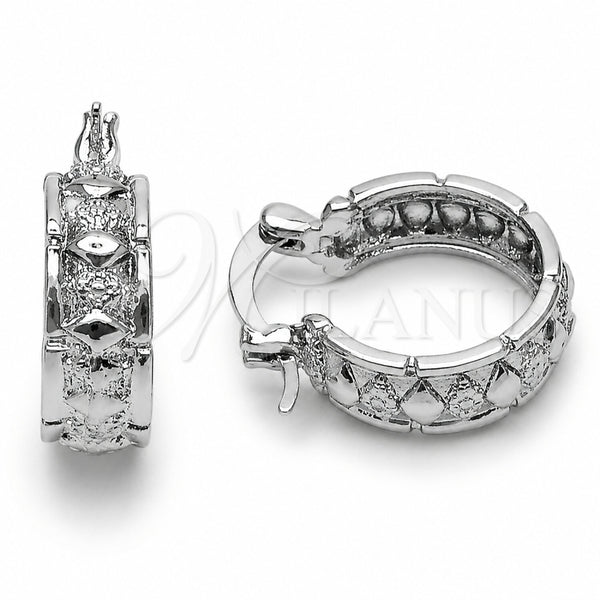 Rhodium Gold Filled Small Hoop, Flower Design, Polished, Rhodium Finish, 02.170.0618.20