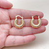 Oro Laminado Small Hoop, Gold Filled Style Hollow Design, Polished, Golden Finish, 02.170.0619.20