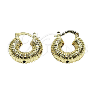Oro Laminado Small Hoop, Gold Filled Style Hollow Design, Polished, Golden Finish, 02.170.0619.20