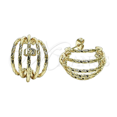 Oro Laminado Small Hoop, Gold Filled Style Twist Design, Polished, Golden Finish, 02.170.0620.25