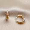 Oro Laminado Huggie Hoop, Gold Filled Style Diamond Cutting Finish, Tricolor, 02.170.0539.14