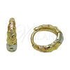 Oro Laminado Huggie Hoop, Gold Filled Style Diamond Cutting Finish, Tricolor, 02.170.0539.14
