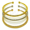 Oro Laminado Trio Bangle, Gold Filled Style Polished, Tricolor, 07.170.0095 (04 MM Thickness, One size fits all)