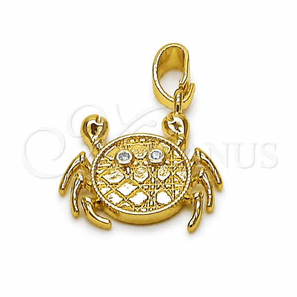 Oro Laminado Fancy Pendant, Gold Filled Style with White Cubic Zirconia, Polished, Golden Finish, 05.341.0111