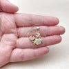 Oro Laminado Fancy Pendant, Gold Filled Style with White and Black Cubic Zirconia, Polished, Golden Finish, 05.341.0113