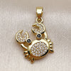 Oro Laminado Fancy Pendant, Gold Filled Style with White and Black Cubic Zirconia, Polished, Golden Finish, 05.341.0113