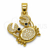Oro Laminado Fancy Pendant, Gold Filled Style with White and Black Cubic Zirconia, Polished, Golden Finish, 05.341.0113