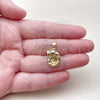 Oro Laminado Fancy Pendant, Gold Filled Style Snail Design, with White Micro Pave, Polished, Golden Finish, 05.341.0119