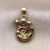Oro Laminado Fancy Pendant, Gold Filled Style Snail Design, with White Micro Pave, Polished, Golden Finish, 05.341.0119