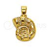 Oro Laminado Fancy Pendant, Gold Filled Style Snail Design, with White Micro Pave, Polished, Golden Finish, 05.341.0119