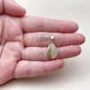 Oro Laminado Fancy Pendant, Gold Filled Style Shell Design, with White Cubic Zirconia, Polished, Golden Finish, 05.341.0121