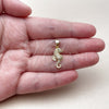 Oro Laminado Fancy Pendant, Gold Filled Style Seahorse Design, with White and Black Micro Pave, Polished, Golden Finish, 05.341.0122