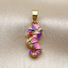 Oro Laminado Fancy Pendant, Gold Filled Style Seahorse Design, Multicolor Enamel Finish, Golden Finish, 05.341.0123