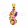 Oro Laminado Fancy Pendant, Gold Filled Style Seahorse Design, Multicolor Enamel Finish, Golden Finish, 05.341.0123