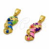 Oro Laminado Fancy Pendant, Gold Filled Style Seahorse Design, Multicolor Enamel Finish, Golden Finish, 05.341.0123