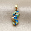Oro Laminado Fancy Pendant, Gold Filled Style Seahorse Design, Multicolor Enamel Finish, Golden Finish, 05.341.0123.1