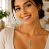 Oro Laminado Fancy Pendant, Gold Filled Style Turtle Design, Turquoise Enamel Finish, Golden Finish, 05.341.0125