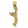 Oro Laminado Fancy Pendant, Gold Filled Style with White Micro Pave and Black Cubic Zirconia, Polished, Golden for wholesale, main product view