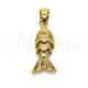 Oro Laminado Fancy Pendant, Gold Filled Style Fish Design, with Garnet Cubic Zirconia, Polished, Golden Finish, 05.341.0133